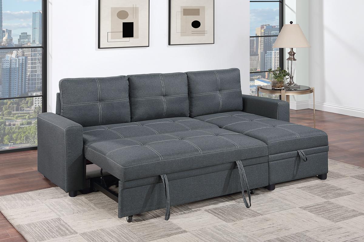 POUNDEX, REVERSIBLE SECTIONAL DARK GRAY, F8535