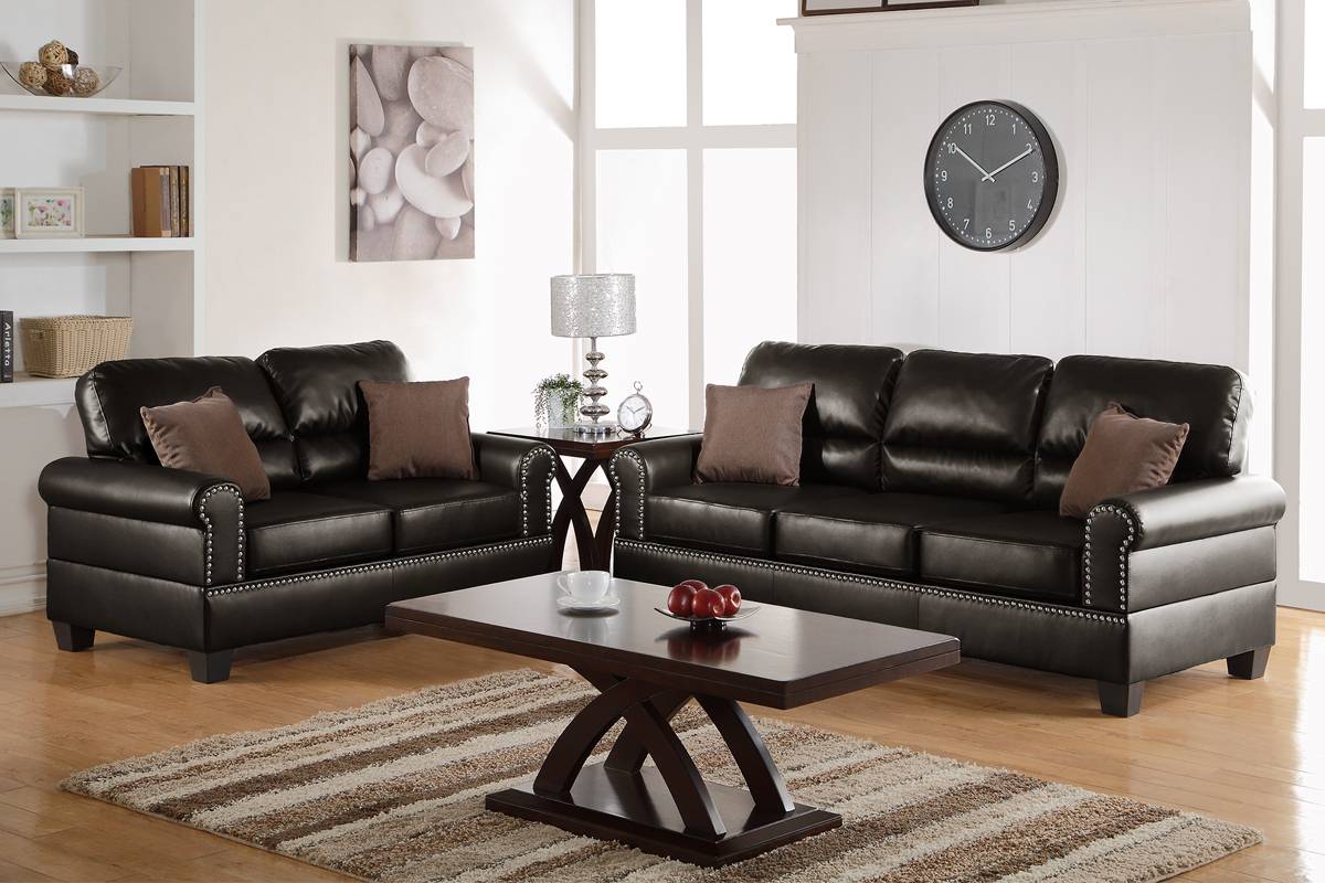 2 Pieces sofa set espresso, F7878