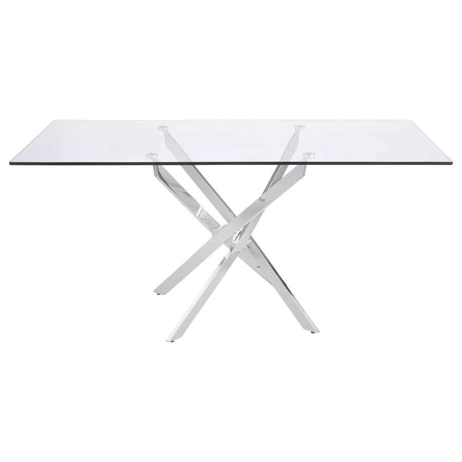 Carmelo Rectangular 66-inch Glass Top Dining Table Chrome, 107931