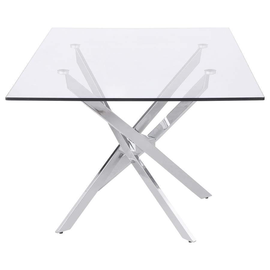 Carmelo Rectangular 66-inch Glass Top Dining Table Chrome, 107931