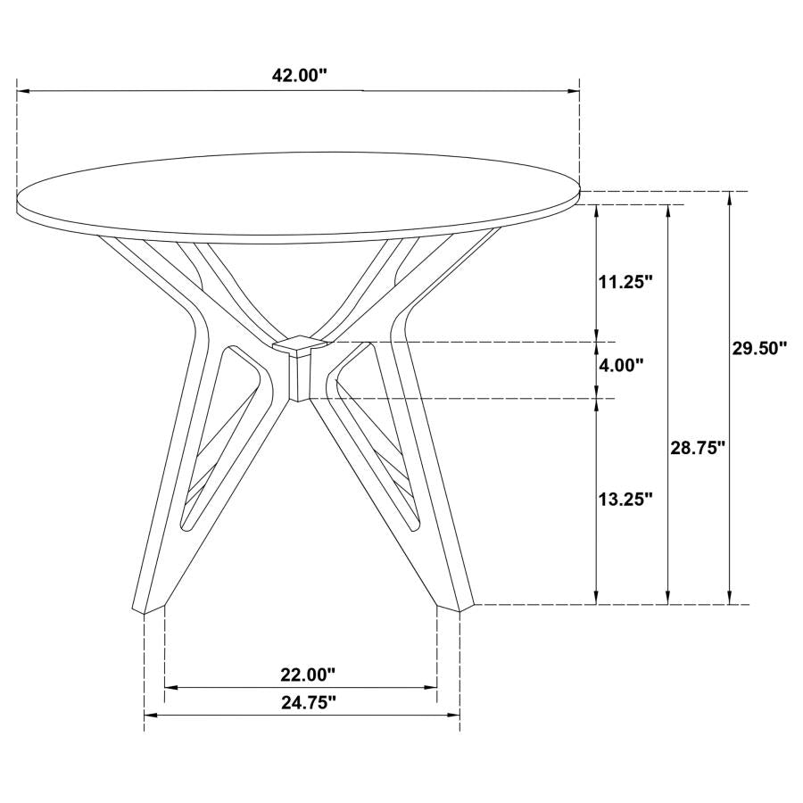 Elowen Round 42-inch Solid Wood Dining Table Light Walnut, 108440