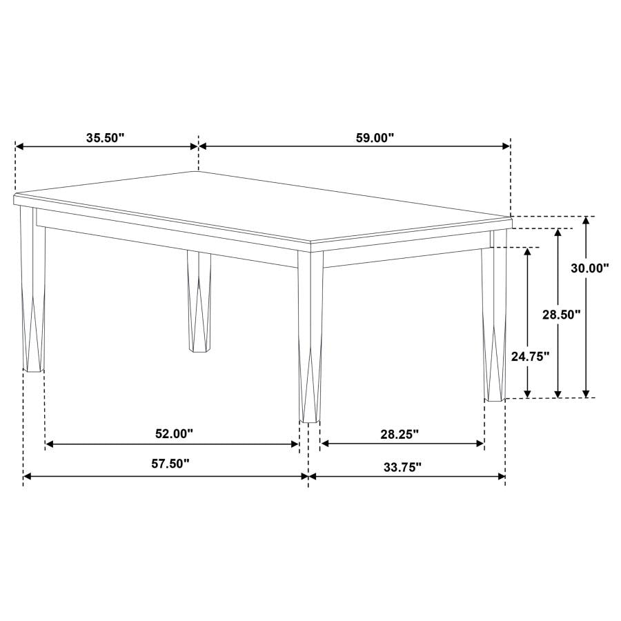 Appleton Rectangular 59-inch Dining Table Brown Brushed, 110411