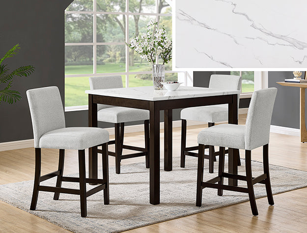 CROWN MARCK, LENNOX 5 PIECES COUNTER HEIGHT DINING SET, 1715SET-BRN