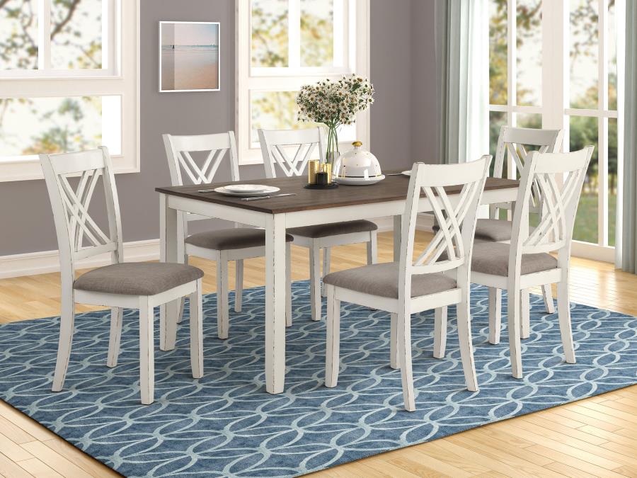 COASTER, FORTRESS VINTAGE VANILLA 7 PIECES DINING SET , 190721