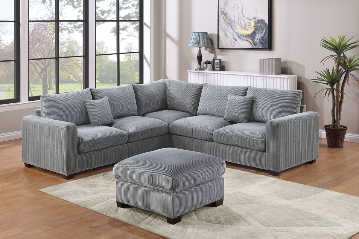 SOFA FOG CORDUROY WITH OTTOMAN, F8890