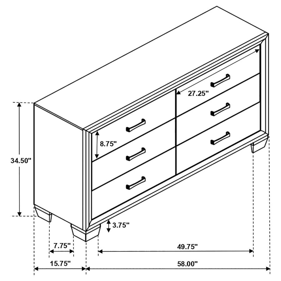 QUEEN BED FRAME, DRESSER, MIRROR AND I NIGHT STAND, 205321Q-S4