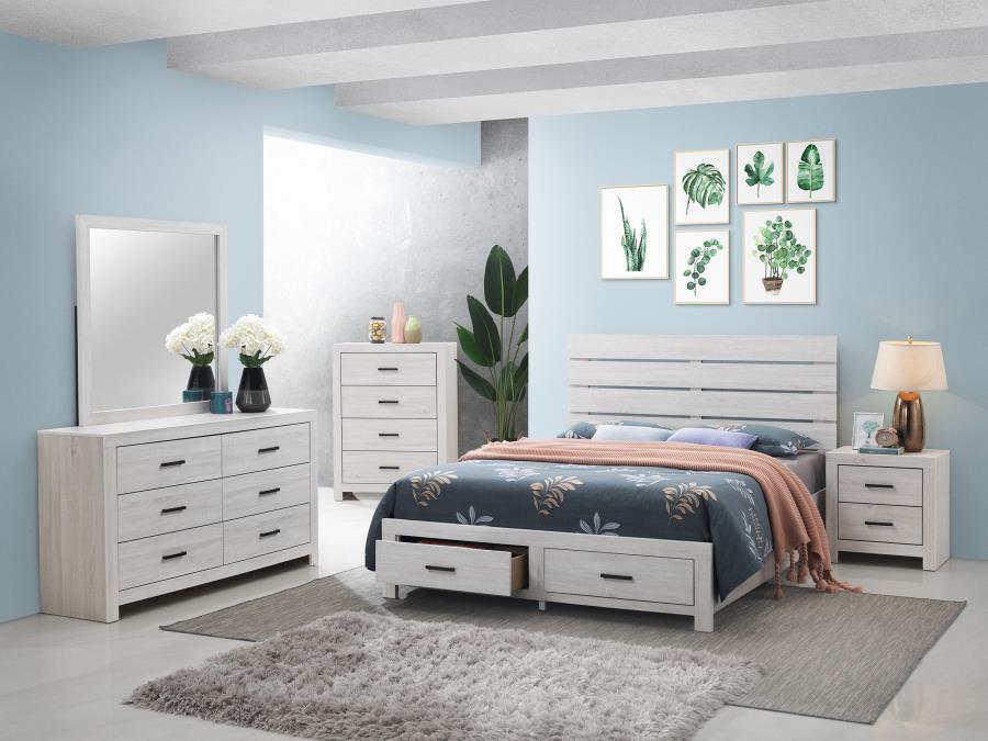 Queen bed frame, dresser, mirror and 1 night stand, 207050Q-S4