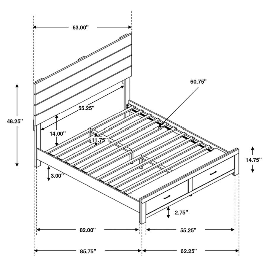 Queen bed frame, dresser, mirror and 1 night stand, 207050Q-S4