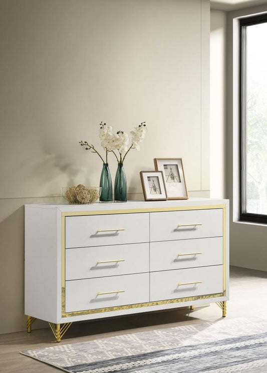 COASTER, WHITE 6 DRAWERS DRESSER,224733