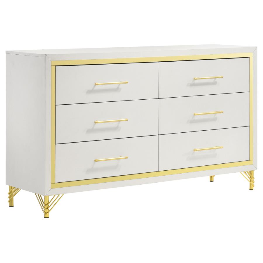 COASTER, WHITE 6 DRAWERS DRESSER,224733