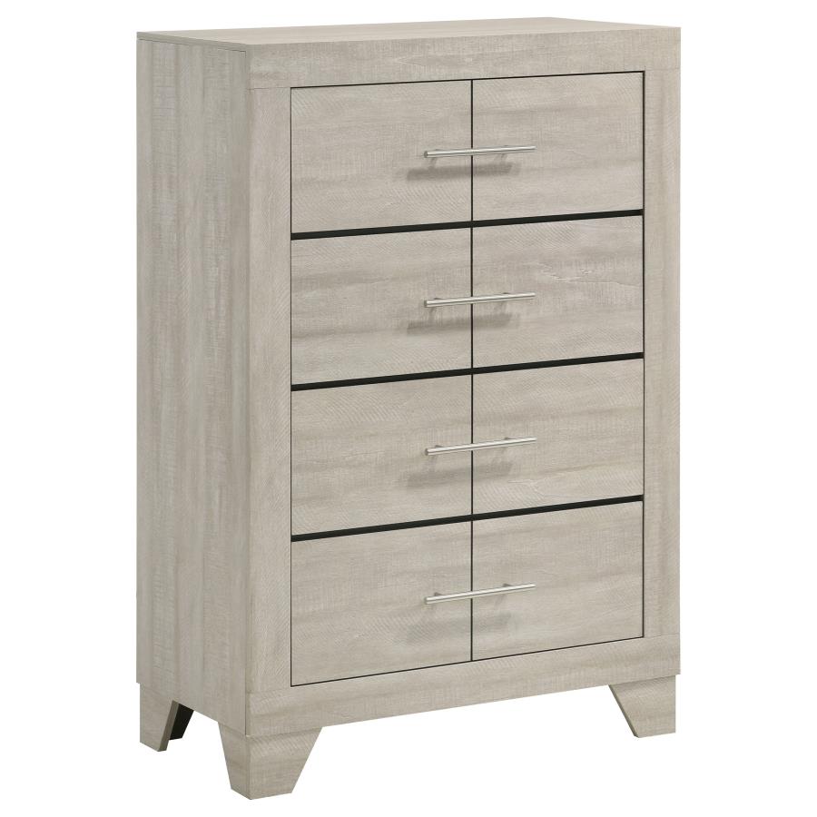 TRENTON, 4 DRAWERS RUSTIC WHITE-WASHED
