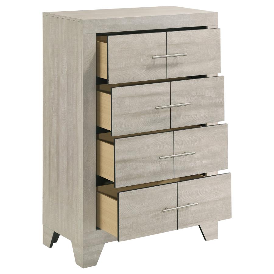 TRENTON, 4 DRAWERS RUSTIC WHITE-WASHED