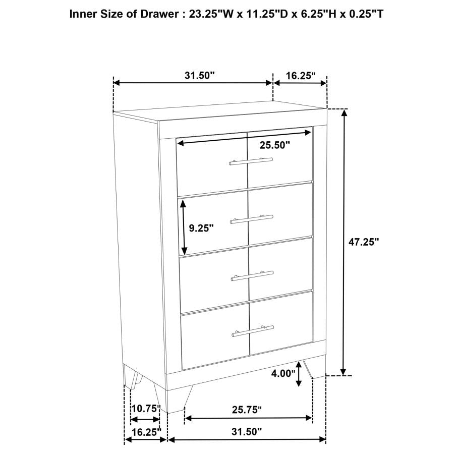 TRENTON, 4 DRAWERS RUSTIC WHITE-WASHED