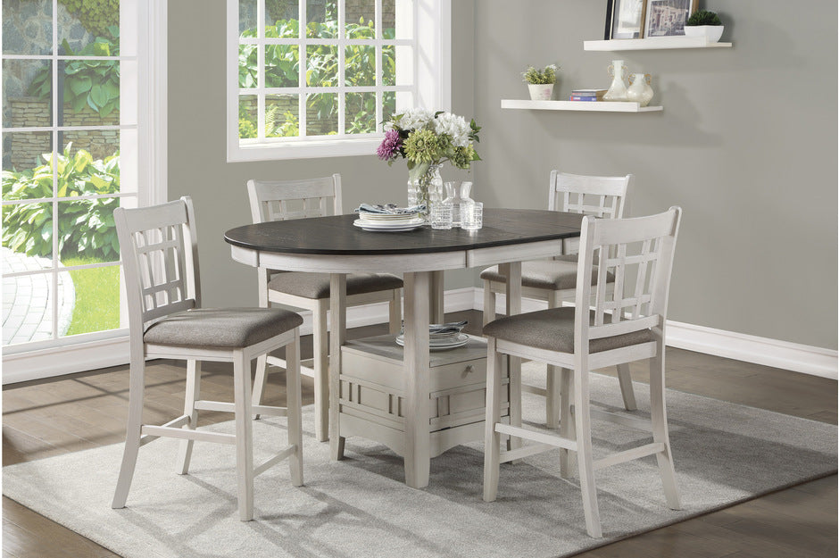 JUNIPERO, ROUND-OVAL COUNTER  HEIGHT 5 PIECES WITH STORAGE BASE, 2423