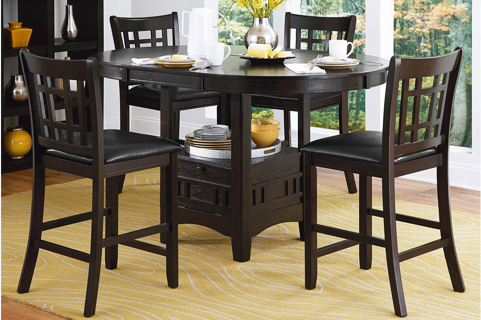 JUNIPERO, ROUND-OVAL COUNTER  HEIGHT 5 PIECES WITH STORAGE BASE, 2423