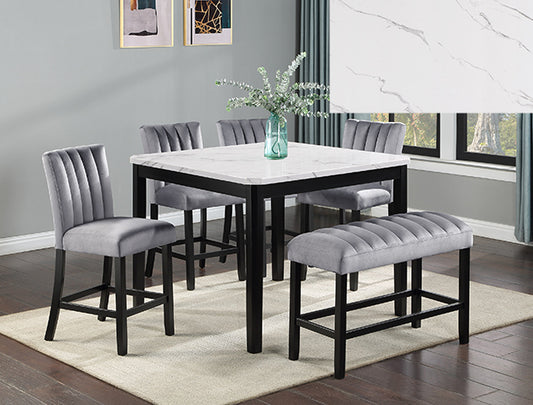 COUNTER HEIGHT 6 PIECES DINING SET WITH BENCH, 9445/9446 /9447