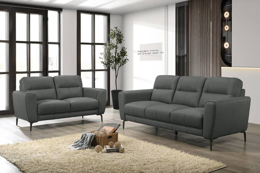 2 Pieces sofa set leather gray, F8419