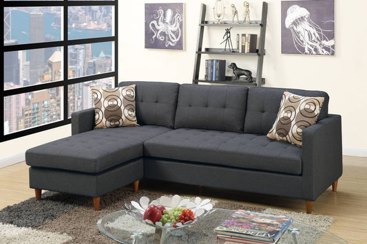 REVERSIBLE SECTIONAL BLACK LINEN, F7094