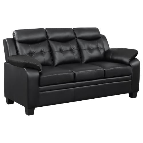 Finley 2-piece Upholstered Padded Arm Tufted Sofa Set Black, 506551-S2