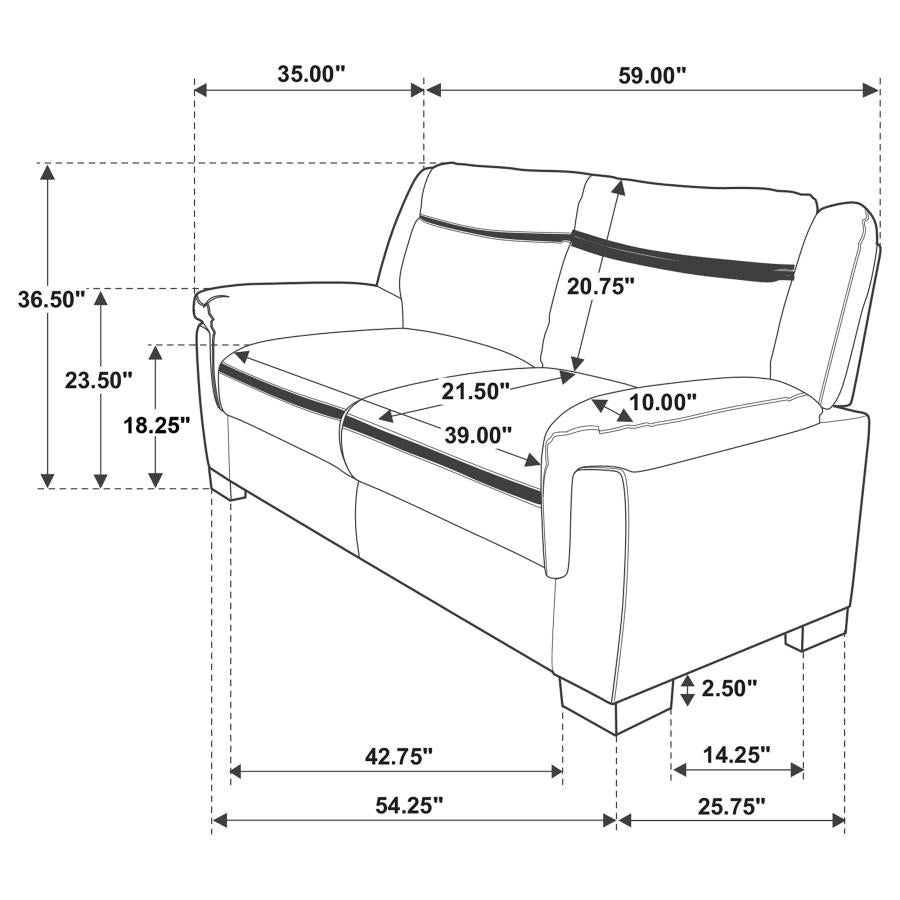 COASTER, GRAY LOVESEAT,
