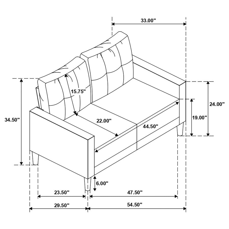 COASTER, BOWEN LOVE SEAT ( 2 COLORS),  506782