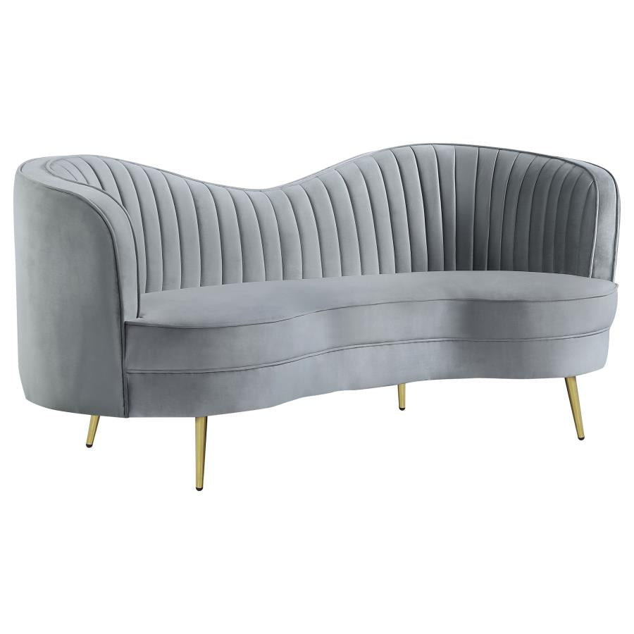 COASTER, SOPHIA 2 PIECES VELVET UPHOLSTERED GRAY SOFA SET, 506864-S2