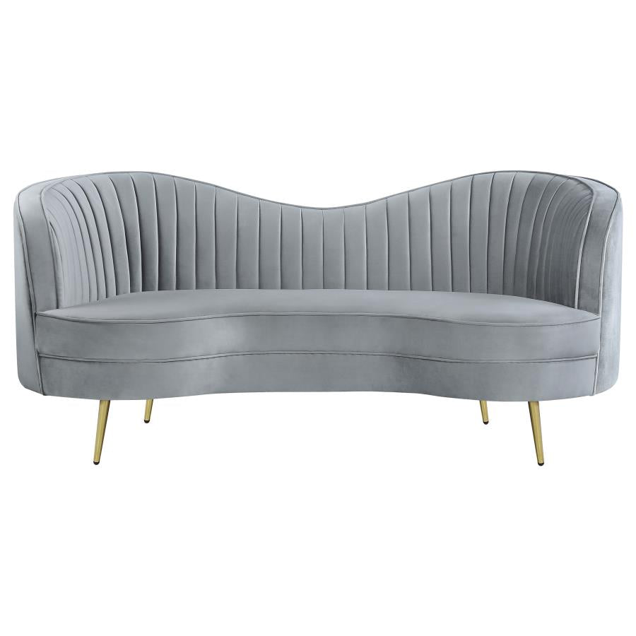 COASTER, SOPHIA 2 PIECES VELVET UPHOLSTERED GRAY SOFA SET, 506864-S2