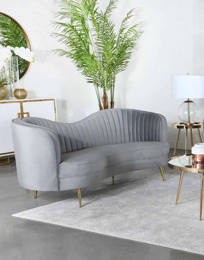 COASTER, SOPHIA UPHOLSTERED CHANNEL TUFTED SOFA GRAY,