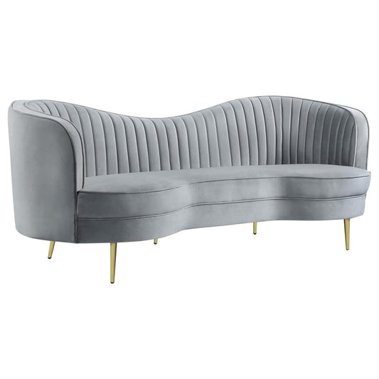 COASTER, SOPHIA UPHOLSTERED CHANNEL TUFTED SOFA GRAY,