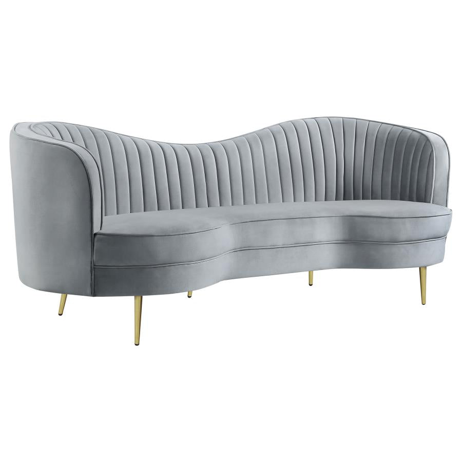 COASTER, SOPHIA 2 PIECES VELVET UPHOLSTERED GRAY SOFA SET, 506864-S2