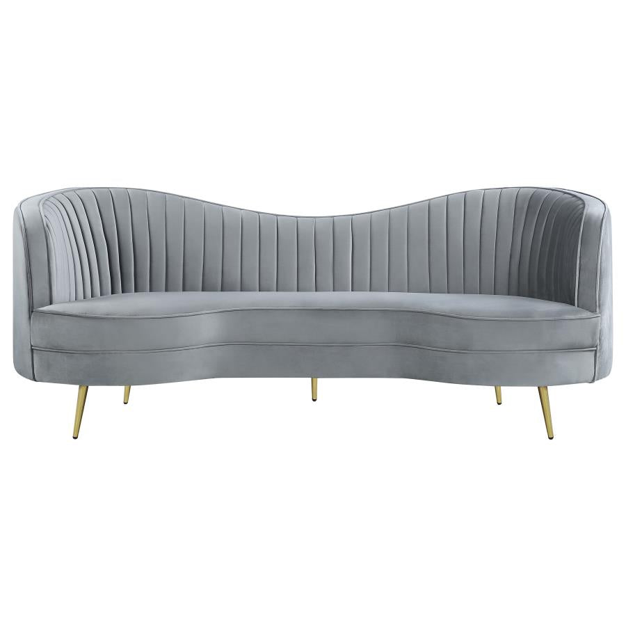COASTER, SOPHIA UPHOLSTERED CHANNEL TUFTED SOFA GRAY,