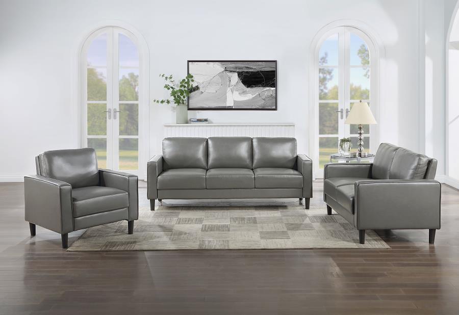 Ruth Upholstered Track Arm Sofa Set Grey, 508365