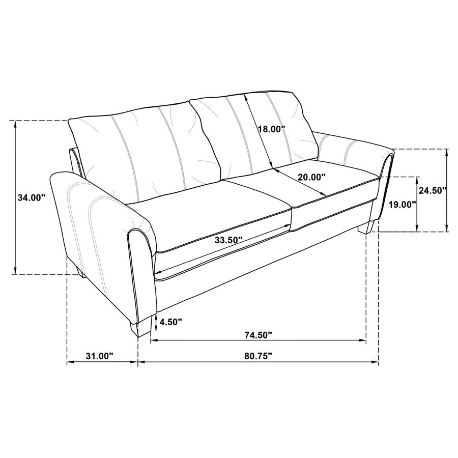 Davis Upholstered Rolled Arm Sofa Grey, 509634