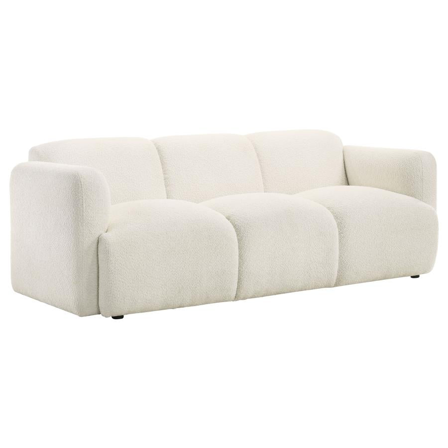 COASTER, DORSET 2 PIECES BOUCLE UPHOLSTERED ROUND TRACK ARM  SOFA SET WHITE,509811-S2