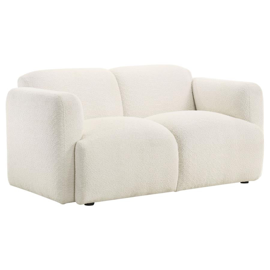 COASTER, DORSET 2 PIECES BOUCLE UPHOLSTERED ROUND TRACK ARM  SOFA SET WHITE,509811-S2