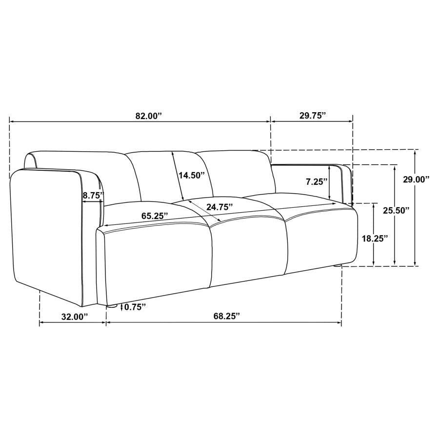 COASTER, DORSET 2 PIECES BOUCLE UPHOLSTERED ROUND TRACK ARM  SOFA SET WHITE,509811-S2