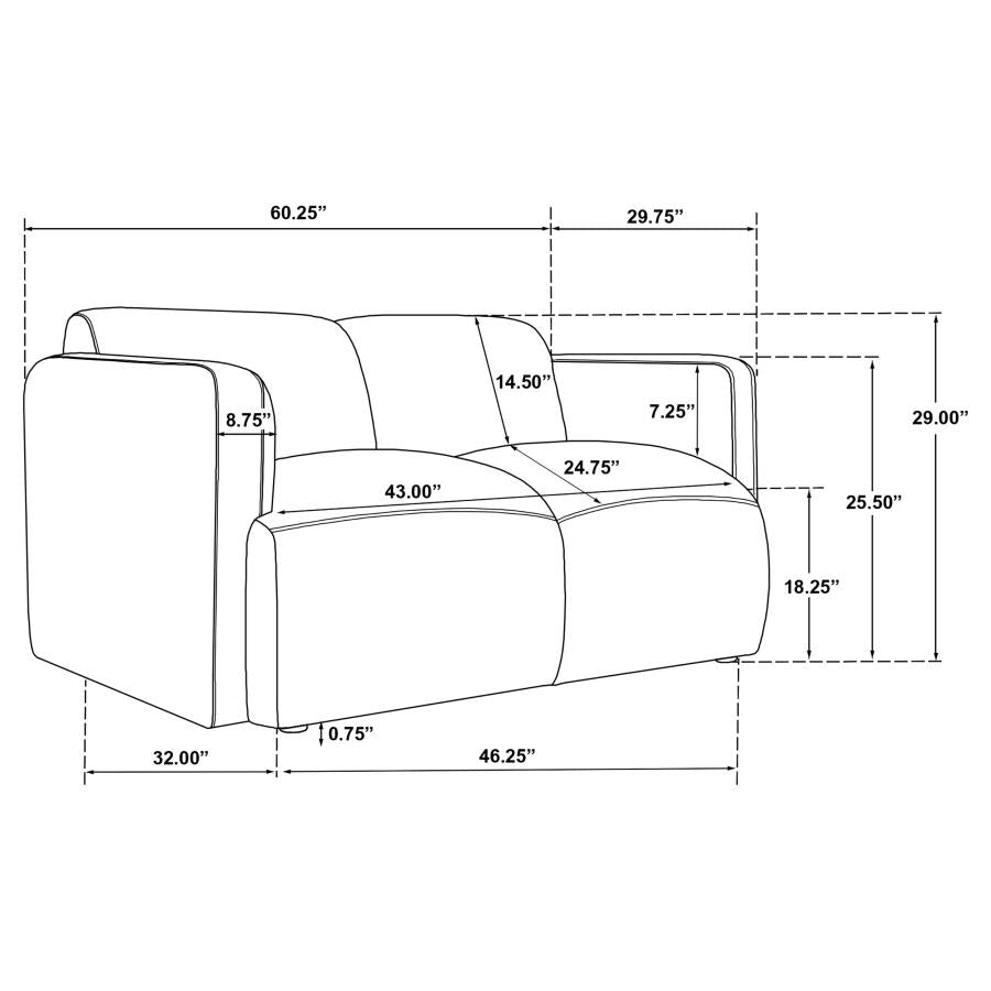 COASTER, DORSET 2 PIECES BOUCLE UPHOLSTERED ROUND TRACK ARM  SOFA SET WHITE,509811-S2