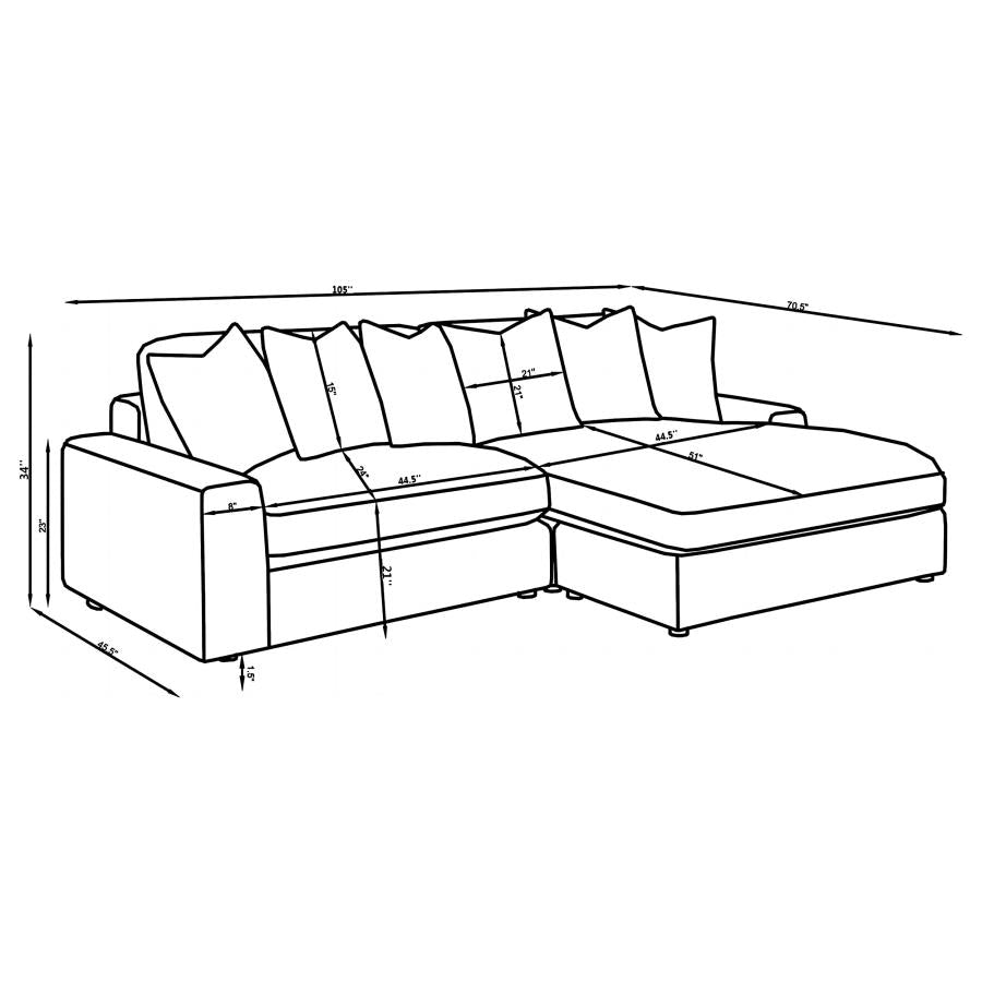 COASTER, BLAINE REVERSIBLE CHAISE SECTIONAL SOFA (2 COLORS), 509900