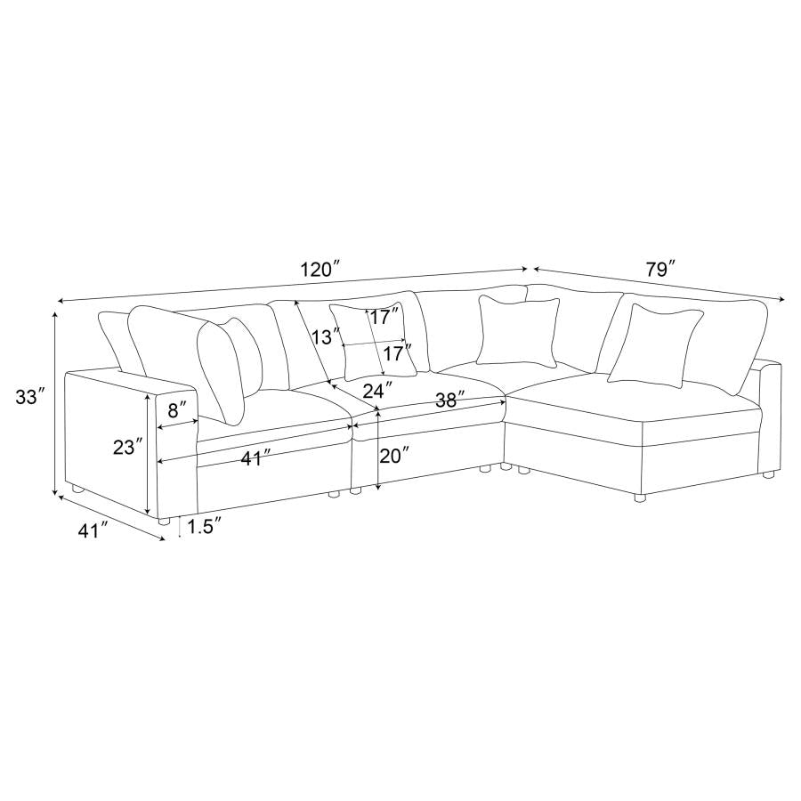 COASTER, SERENE 4 PIECES MODULAR SECTIONAL (2 COLORS) ,551324