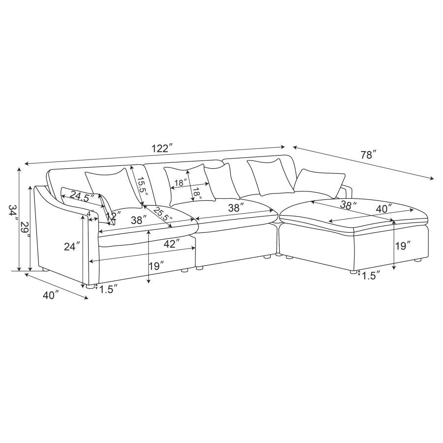 COASTER, HOBSON MODULAR 4 PIECES SECTIONAL SOFA (2 COLORS), 551451