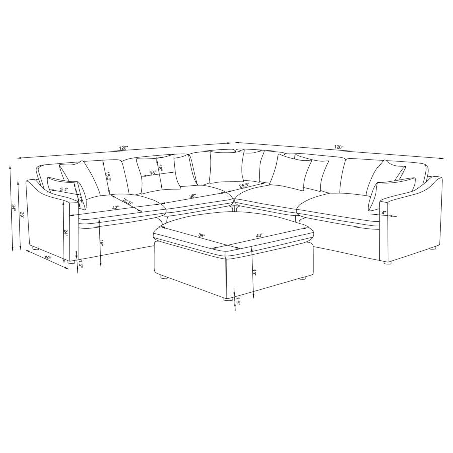 COASTER, HOBSON IVORY MODULAR SECTIONAL SOFA , 551451-SET