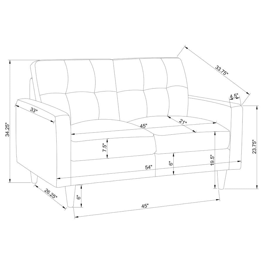 Watsonville 2-piece Upholstered Track Arm Sofa Set Grey, 552001-S2