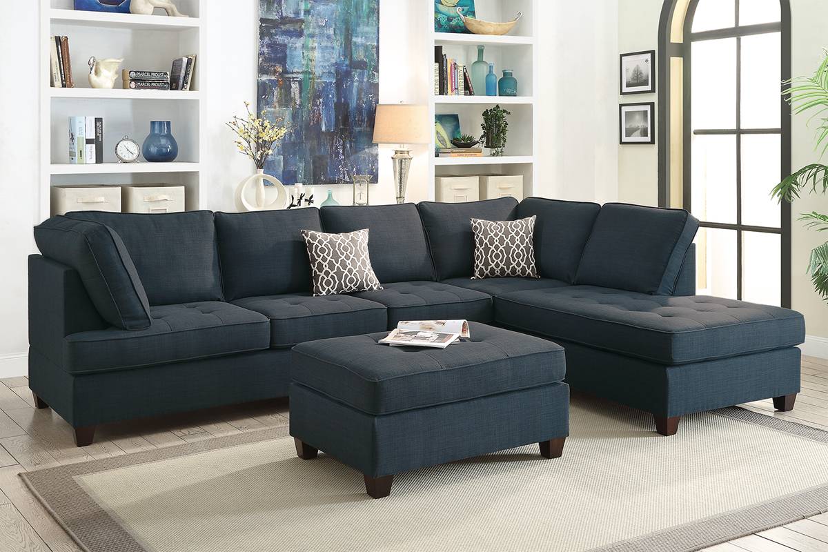 REVERSIBLE SECTIONAL DARK BLUE (OTTOMAN SOLD SEPARATELY), F6989