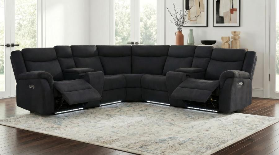 COASTER, HAGEN UPHOLSTERED POWER  RECLINING SECTIONAL STEEL GRAY, 600500P