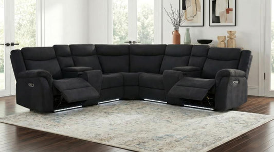 COASTER, HAGEN UPHOLSTERED POWER  RECLINING SECTIONAL STEEL GRAY, 600500P