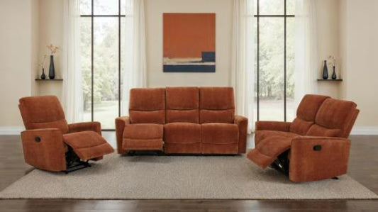 COASTER,  NAVARRO RECLINING SOFA SET ORANGE, 609574
