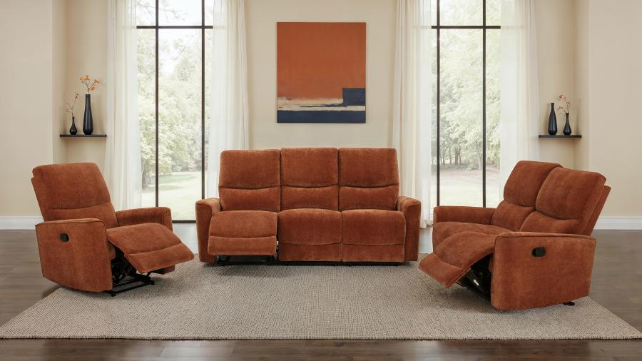 COASTER,  NAVARRO RECLINING SOFA SET ORANGE, 609574