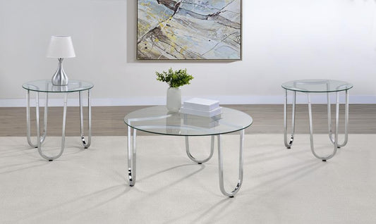 COASTER. 3 PIECES TEMPERED GLASS TABLE SET, 710908-S3