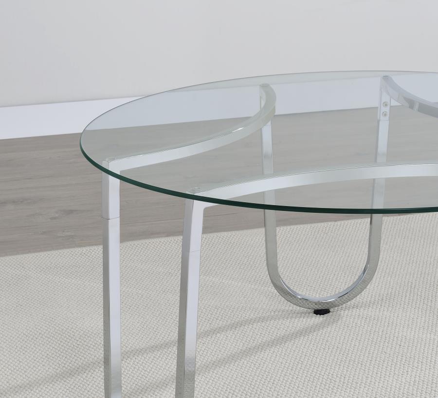 COASTER. 3 PIECES TEMPERED GLASS TABLE SET, 710908-S3