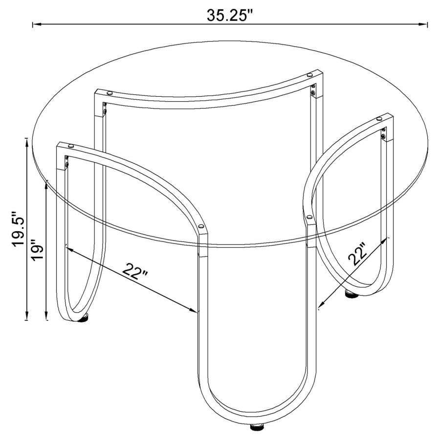 COASTER. 3 PIECES TEMPERED GLASS TABLE SET, 710908-S3